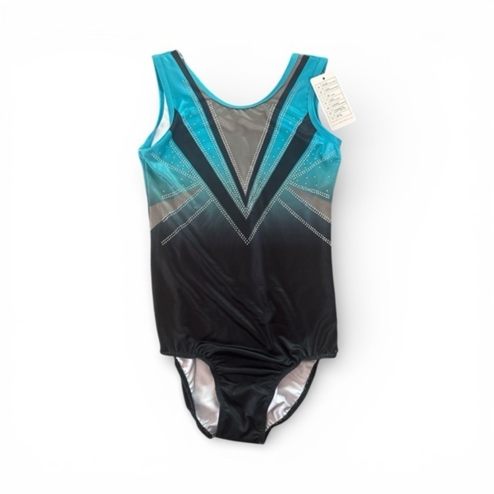 Black & Blue Gymnastics Adult Gymnastics Practice Uniform Gym Leotard NWT Glam